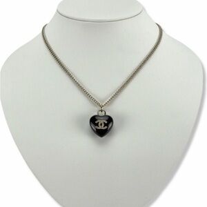CHANEL Black Heart Pendant Necklace